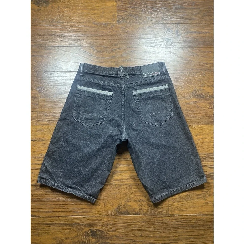 Vintage Sean John Baggy Shorts Jorts Mens 32 Black Denim Long Y2K Wide Leg 2000s